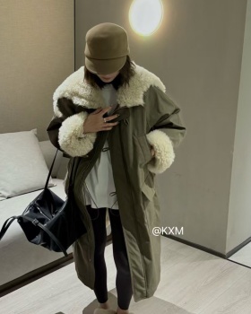 Lapel loose coat long Korean style overcoat