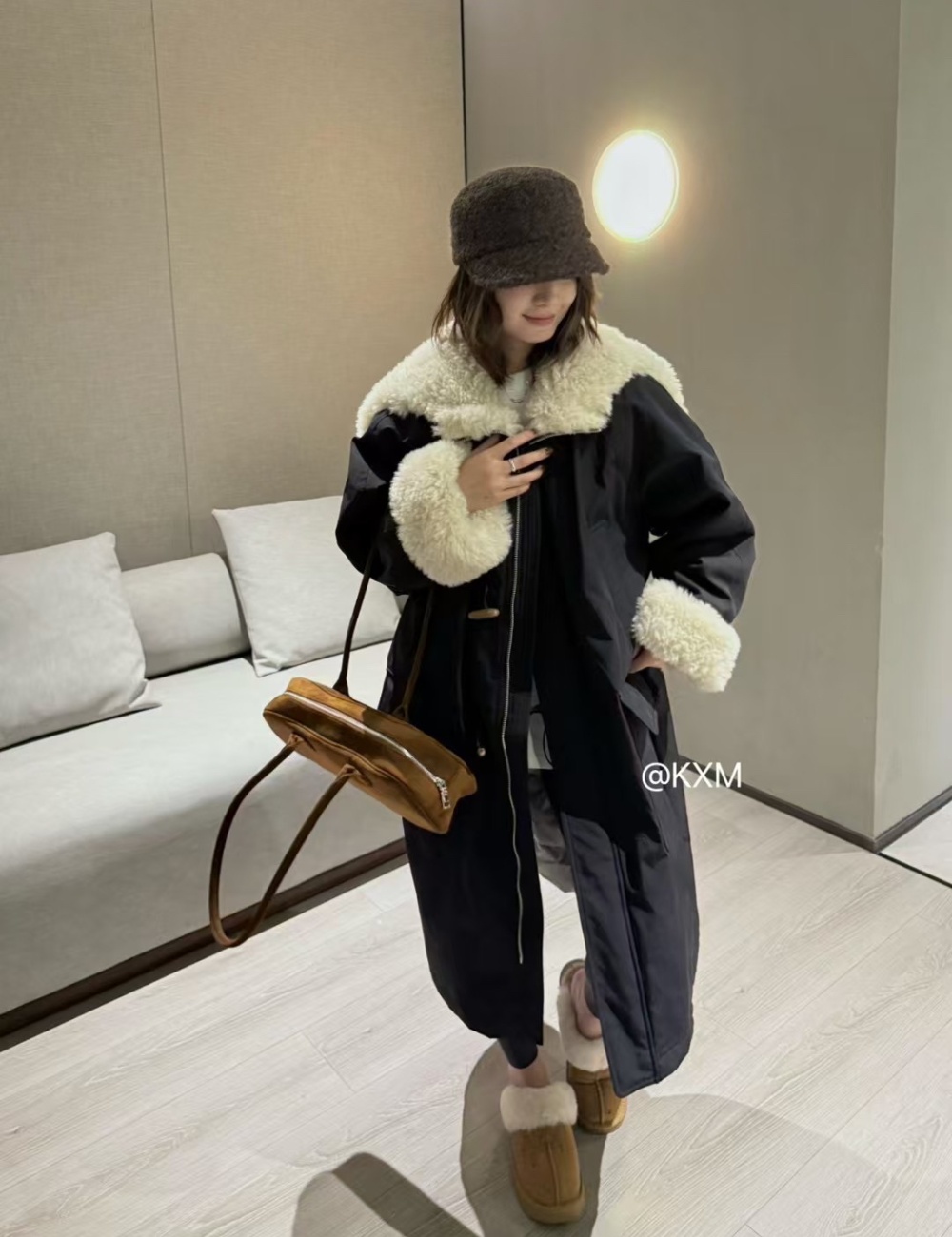 Lapel loose coat long Korean style overcoat