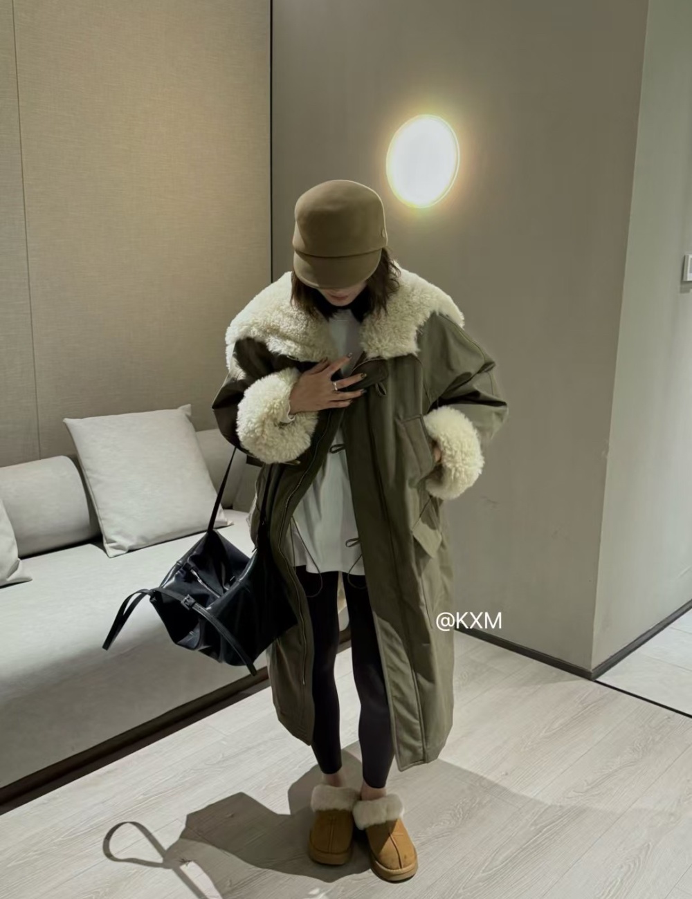 Lapel loose coat long Korean style overcoat