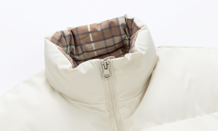 Korean style plaid cstand collar Casual cotton coat