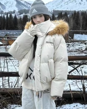 Down winter coat hooded bread clothing for women