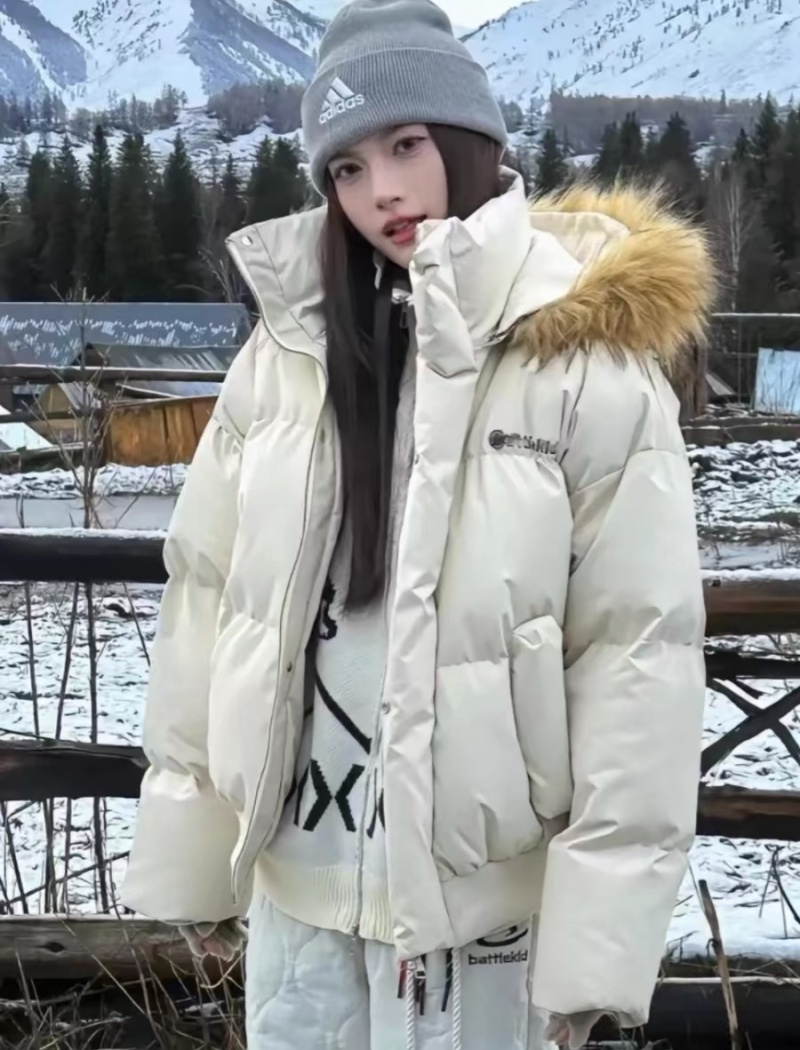 Down winter coat hooded bread clothing for women
