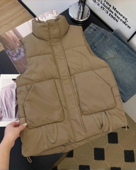 Cstand collar short cotton coat large yard vest for women