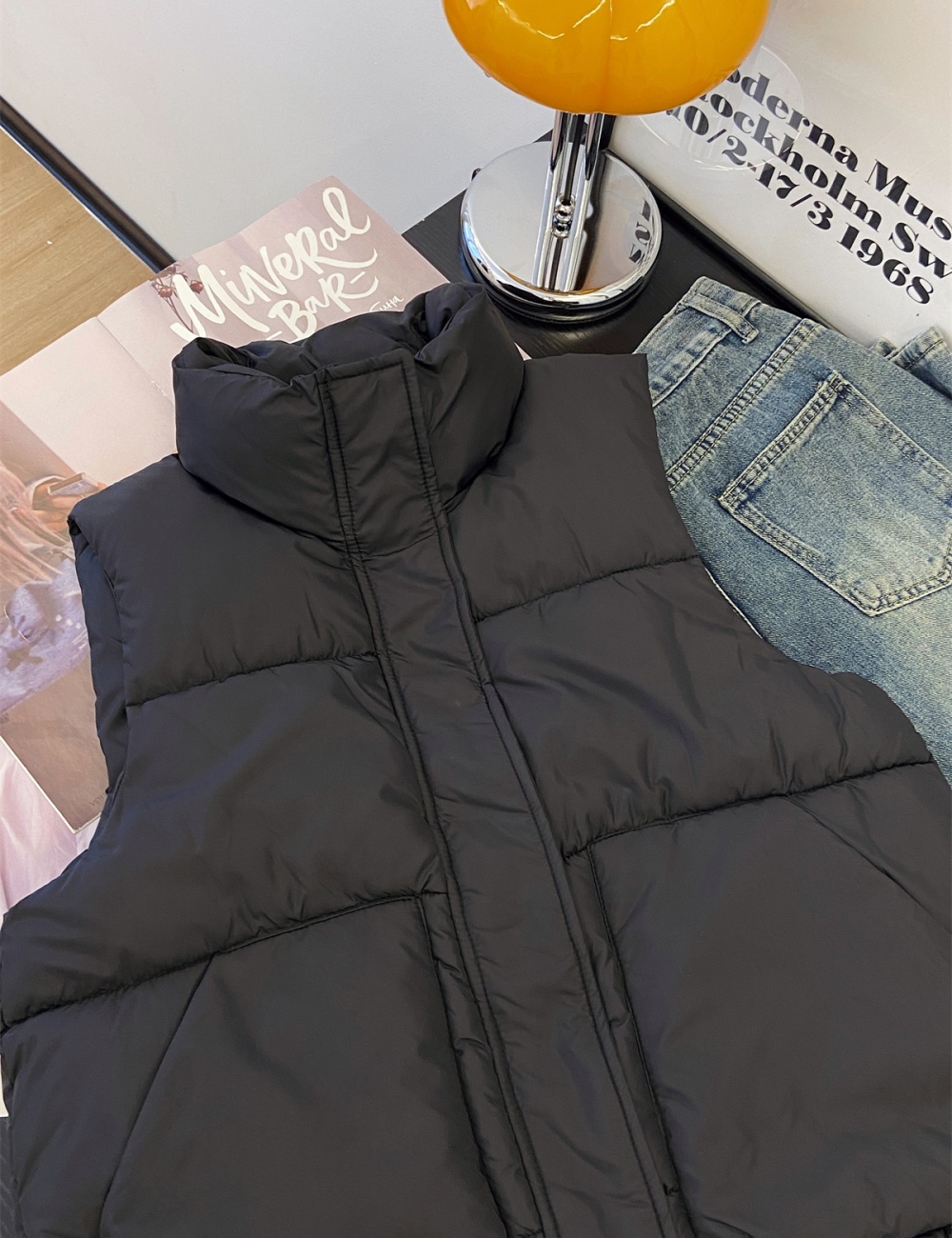 Cstand collar short cotton coat large yard vest for women
