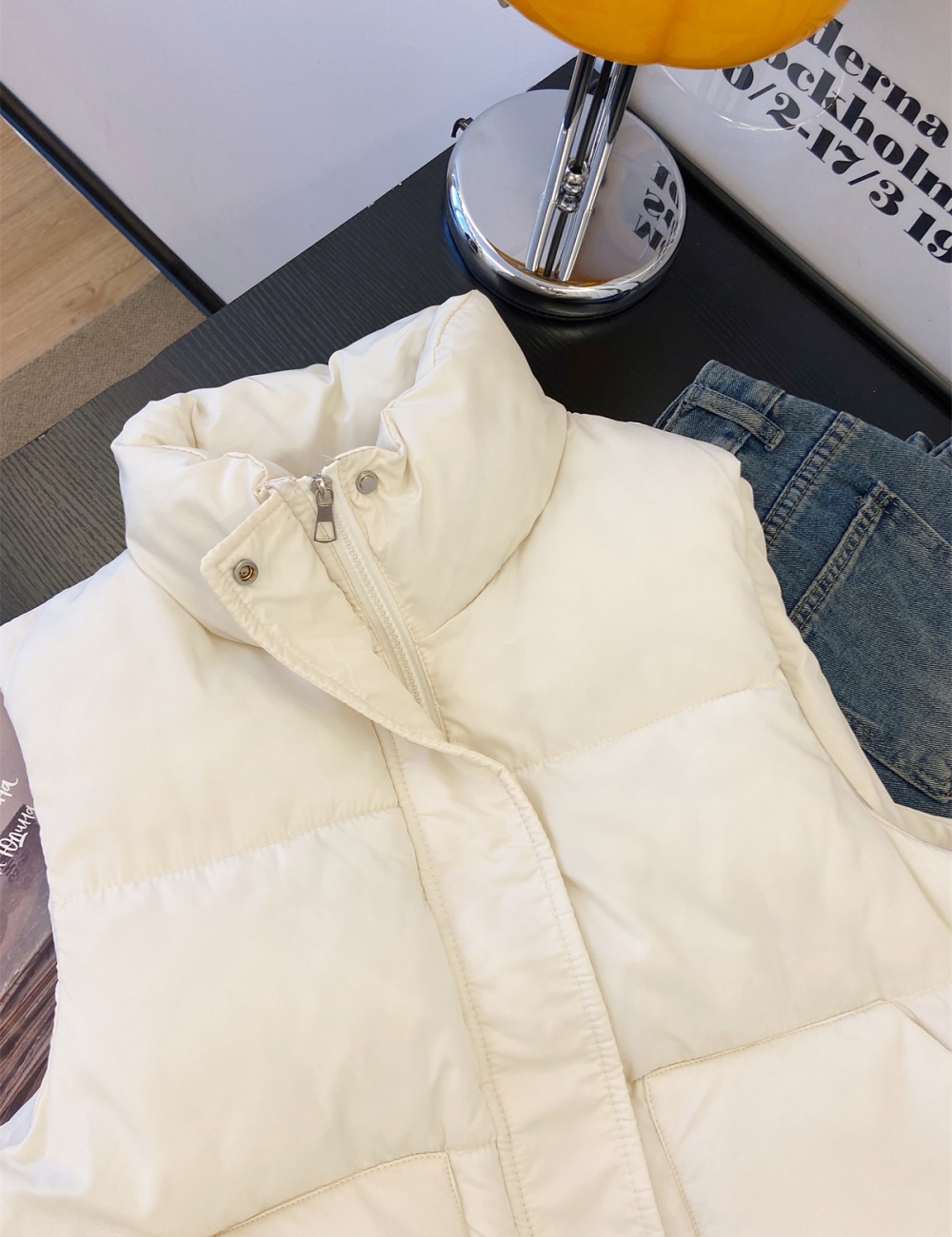 Cstand collar short cotton coat large yard vest for women