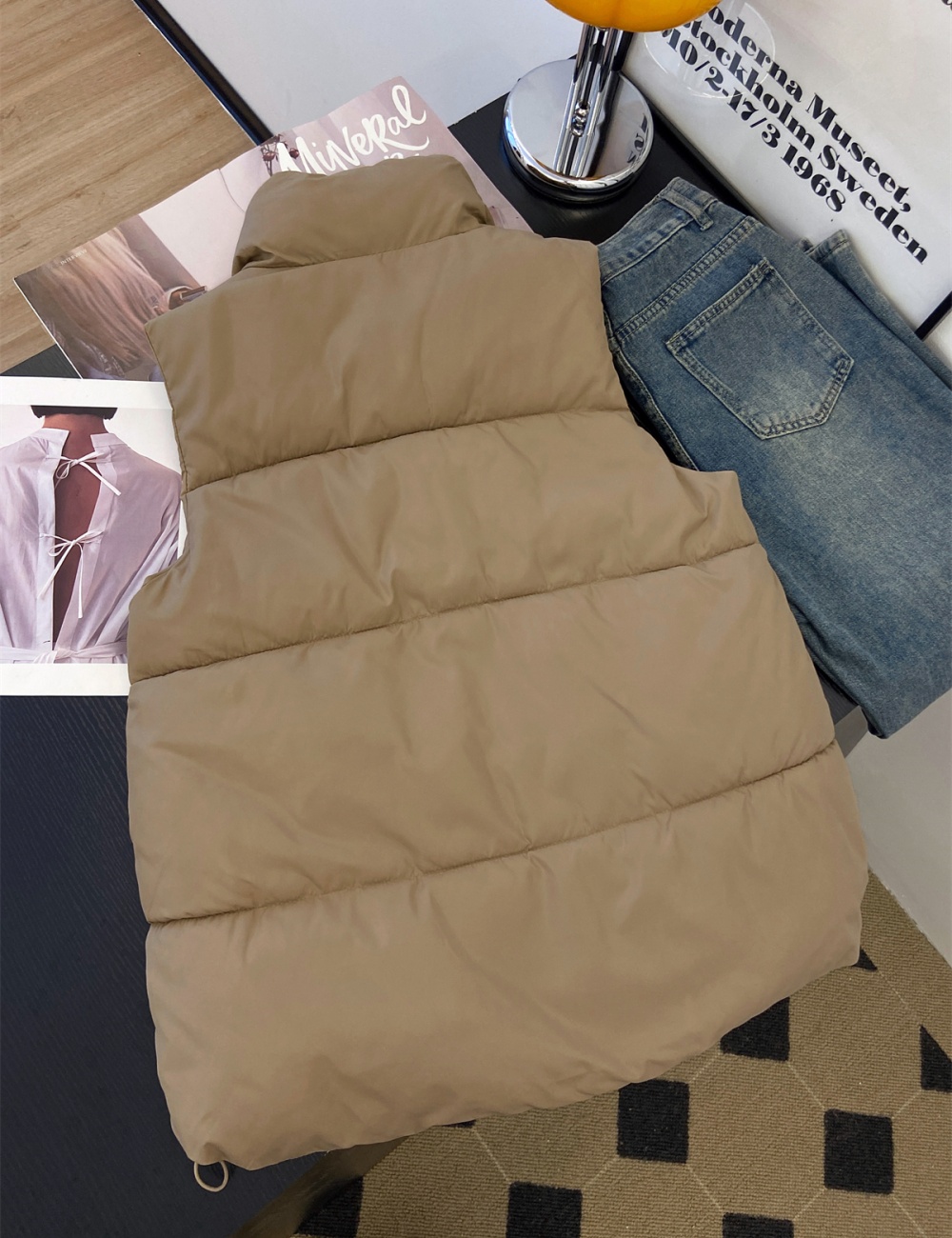 Cstand collar short cotton coat large yard vest for women