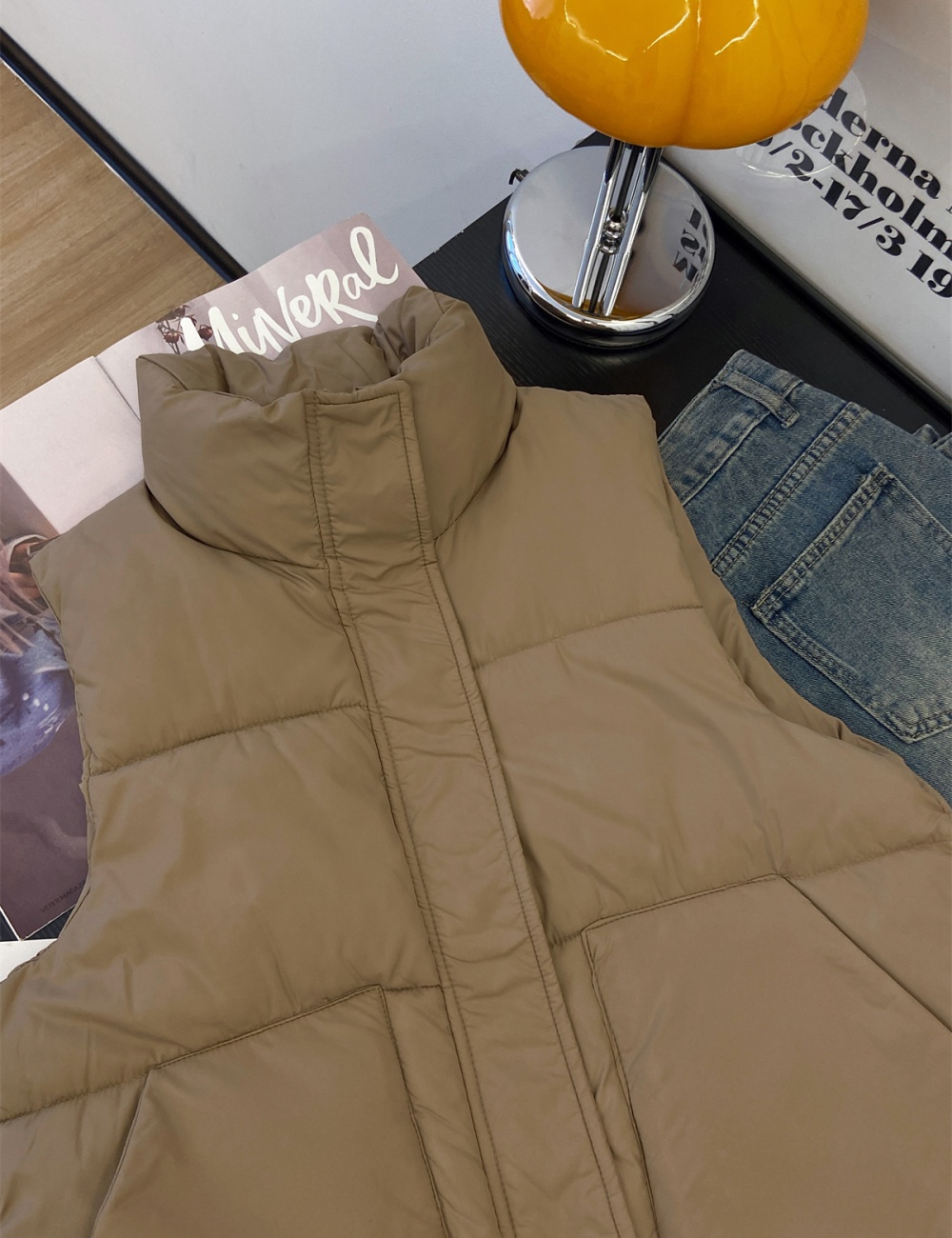 Cstand collar short cotton coat large yard vest for women