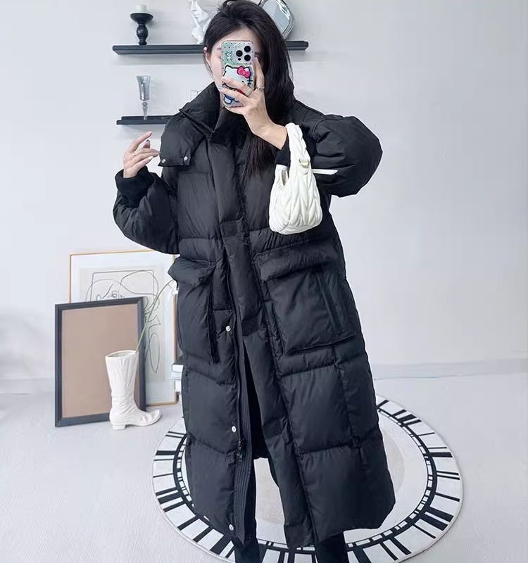 Hooded long cotton coat multicolor exceed knee coat for women