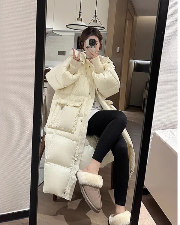 Hooded long cotton coat multicolor exceed knee coat for women