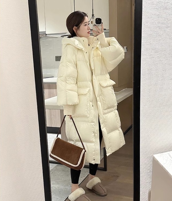 Hooded long cotton coat multicolor exceed knee coat for women