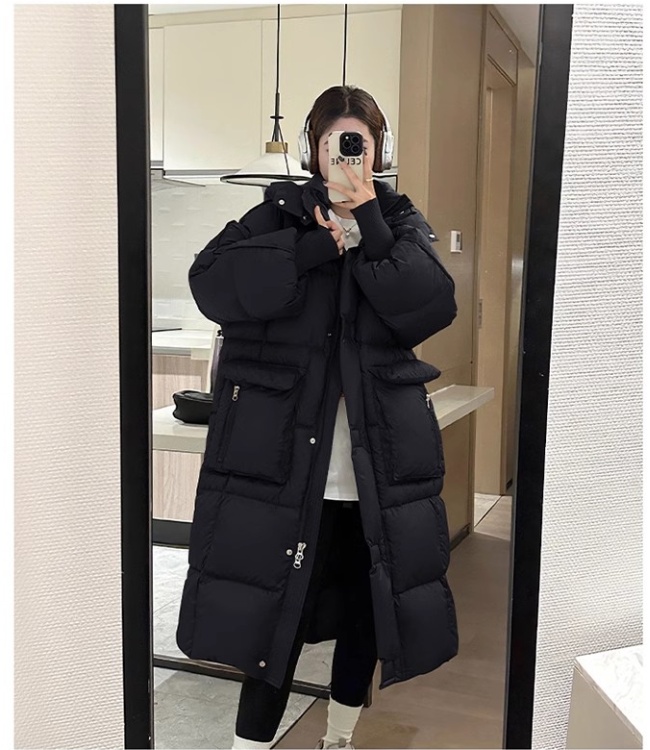 Hooded long cotton coat multicolor exceed knee coat for women