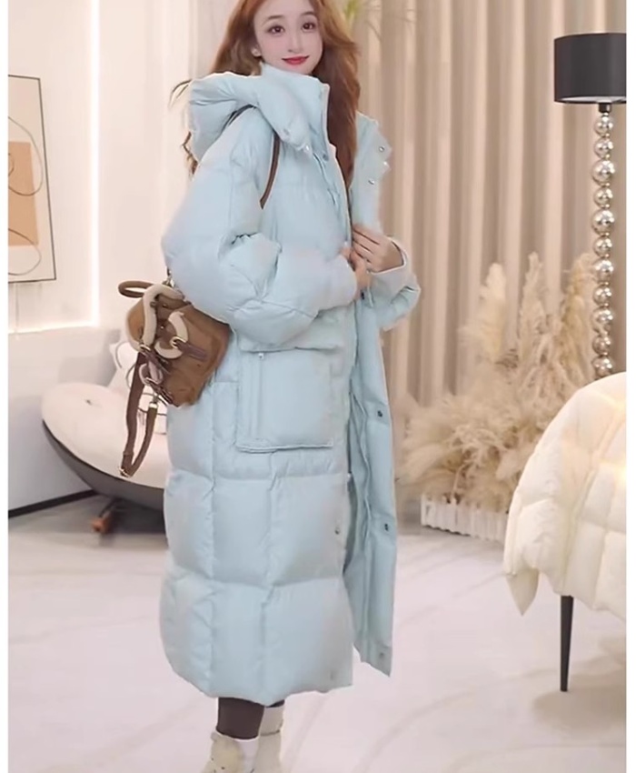 Hooded long cotton coat multicolor exceed knee coat for women