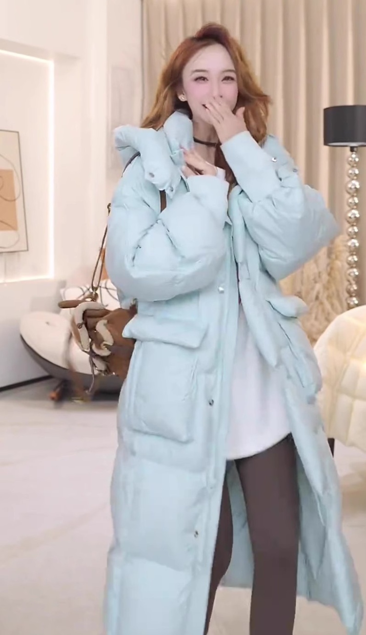 Hooded long cotton coat multicolor exceed knee coat for women
