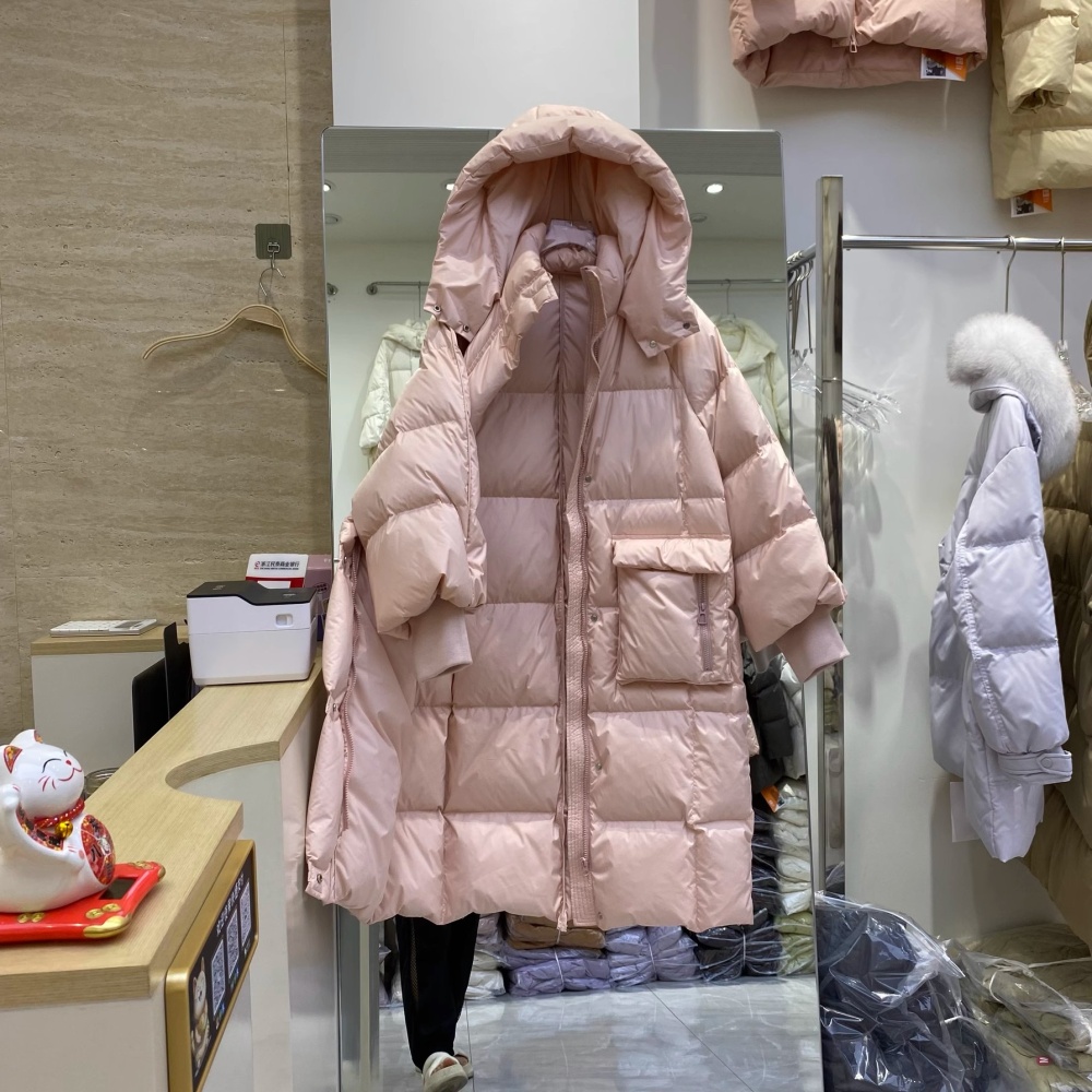 Hooded long cotton coat multicolor exceed knee coat for women