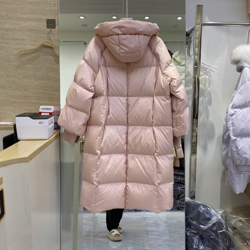 Hooded long cotton coat multicolor exceed knee coat for women