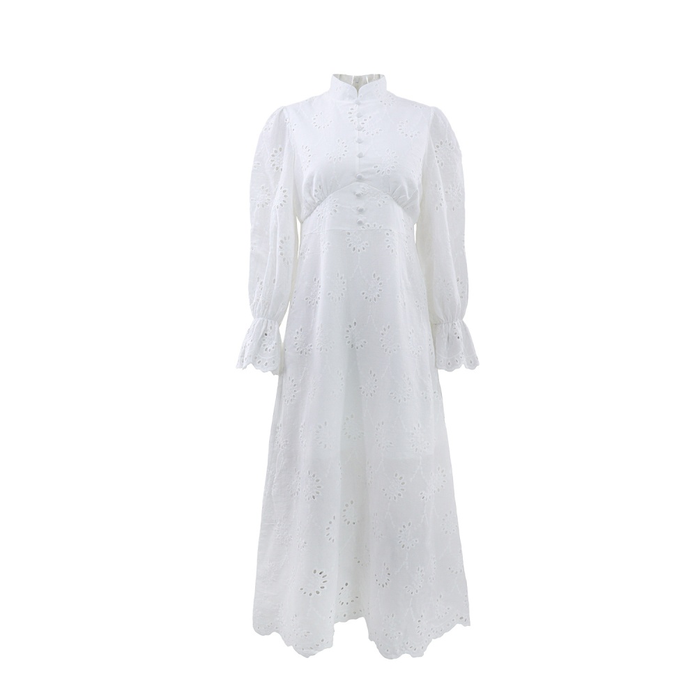 Elegant European style hollow pure dress for women