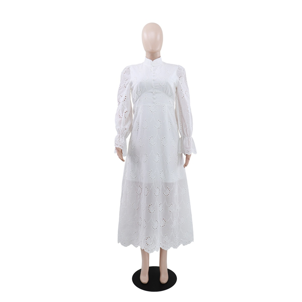Elegant European style hollow pure dress for women