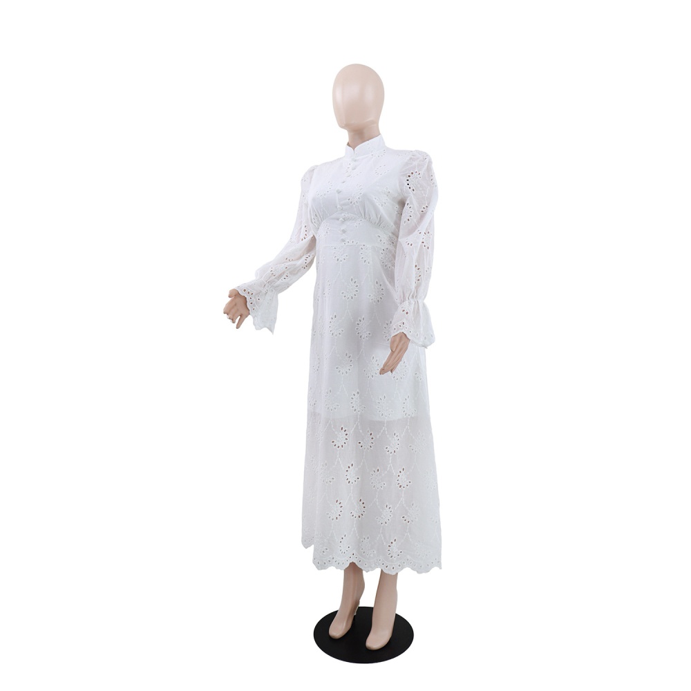 Elegant European style hollow pure dress for women