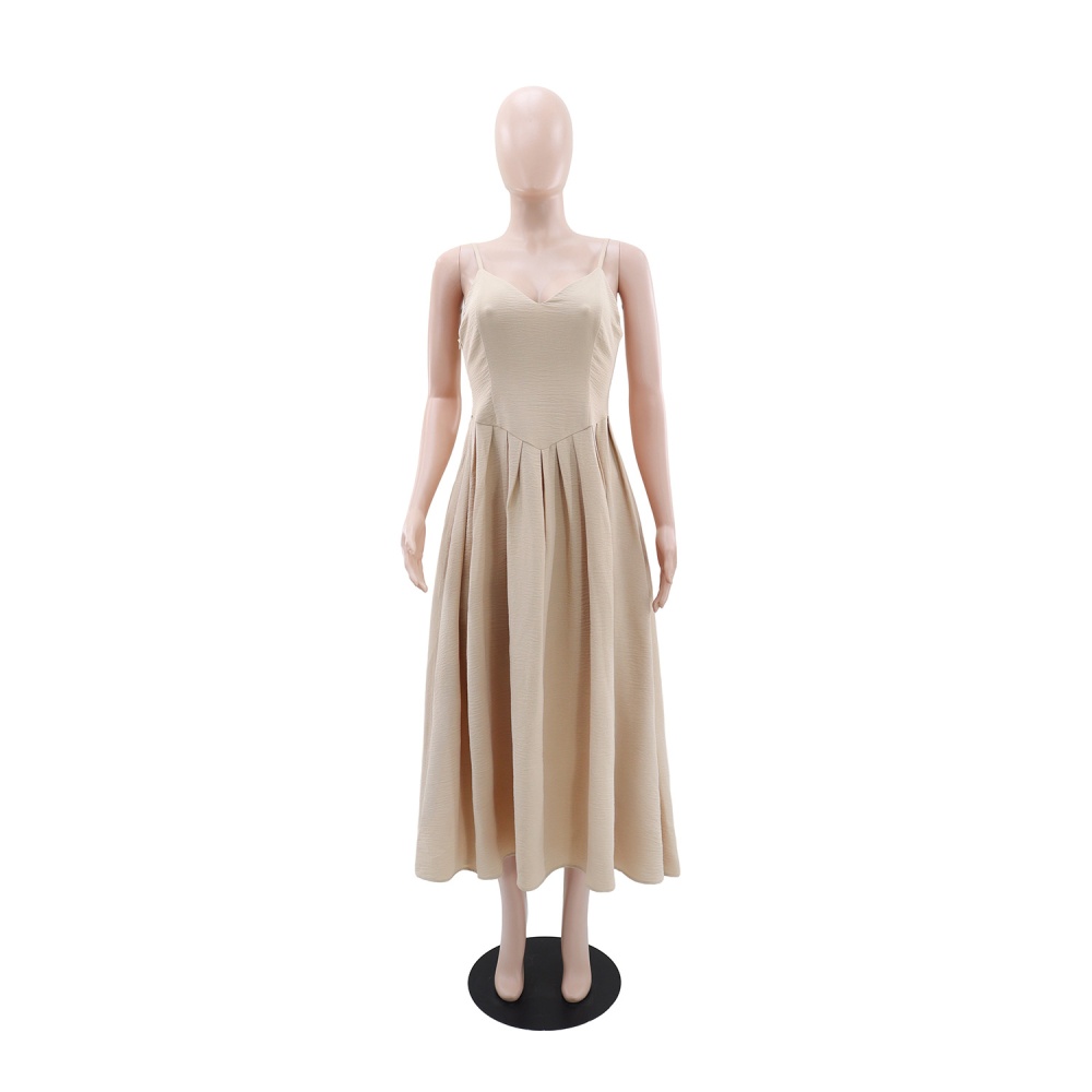 European style A-line V-neck Casual sling dress