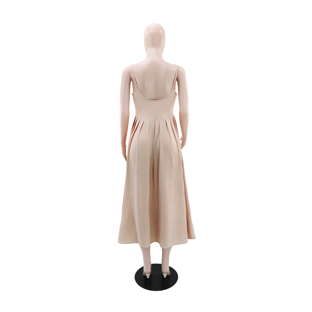 European style A-line V-neck Casual sling dress