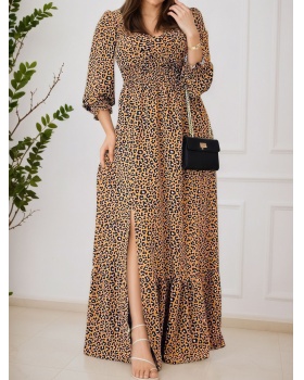 Casual long sleeve vacation European style dress
