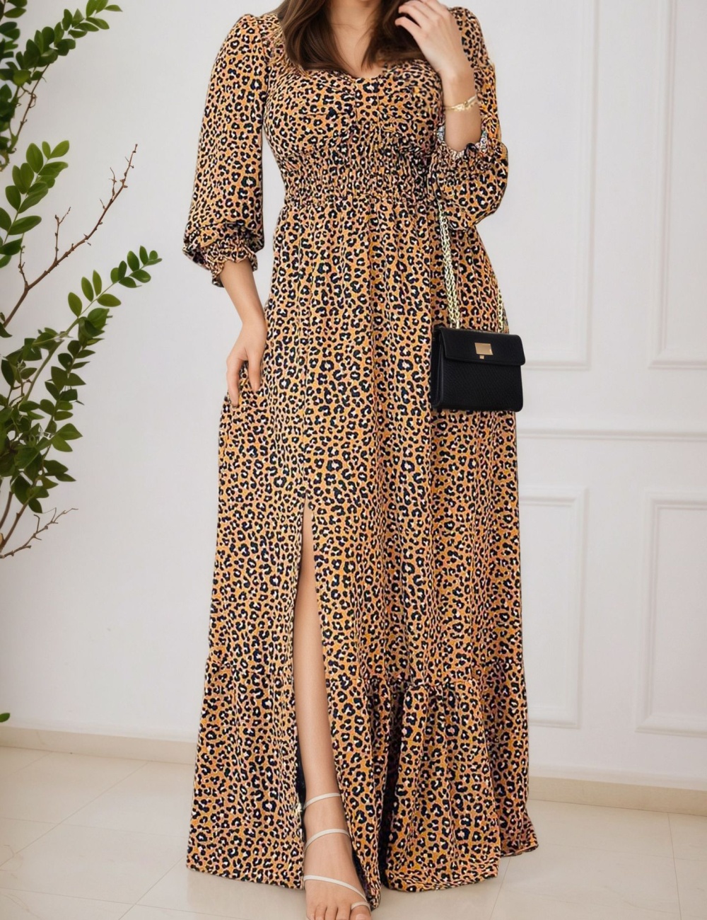 Casual long sleeve vacation European style dress