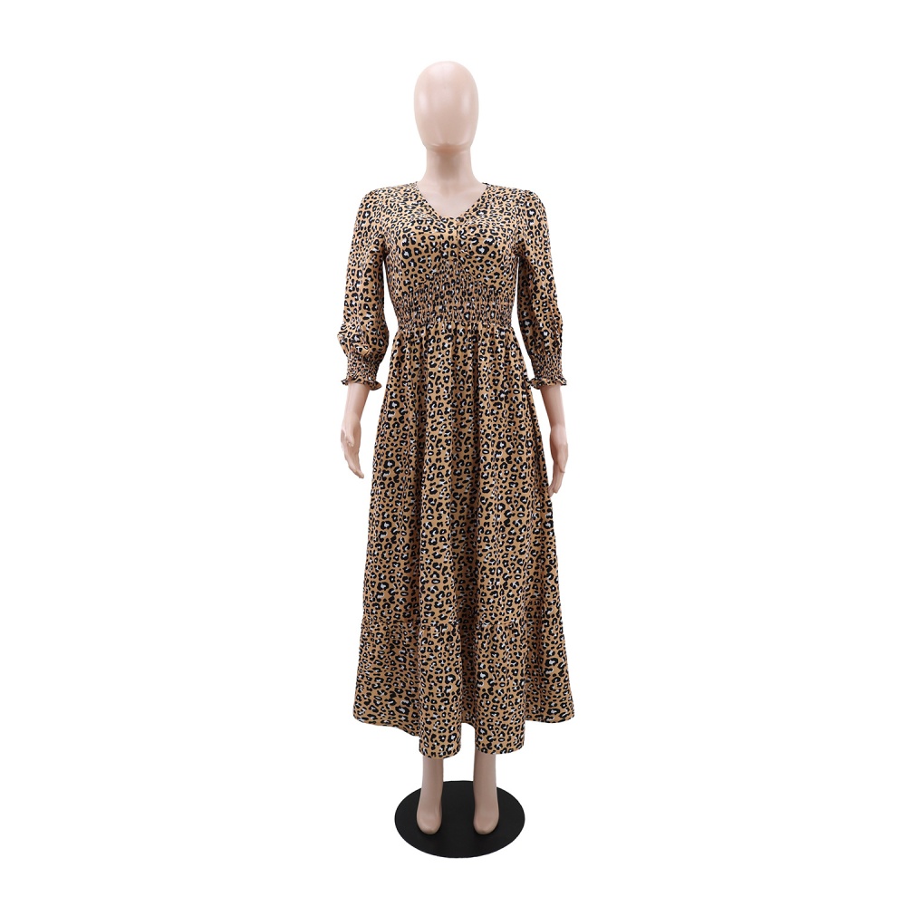 Casual long sleeve vacation European style dress