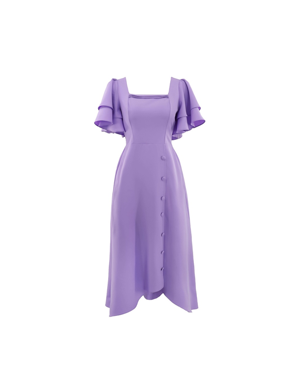 European style lotus sleeve A-line dress for women