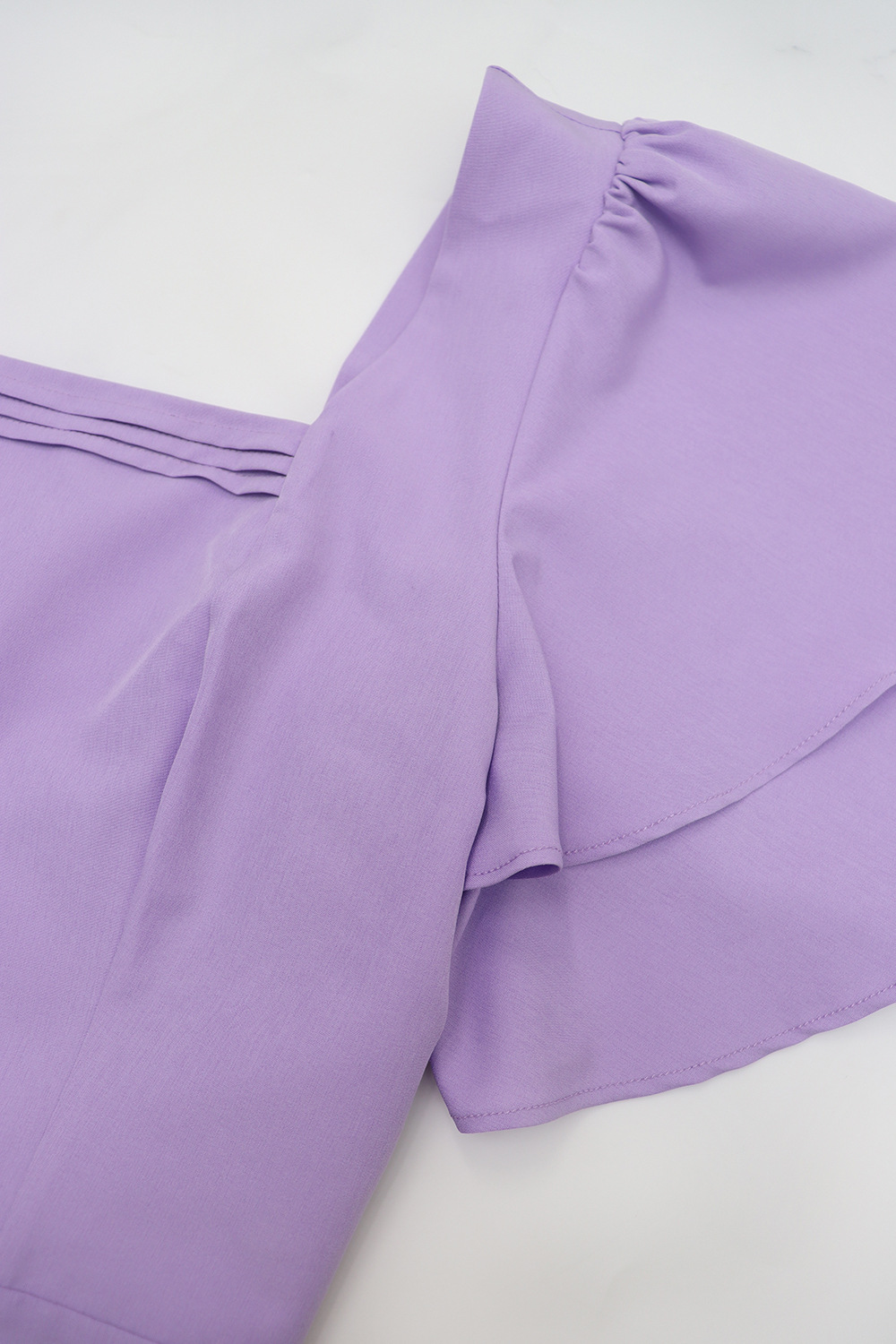European style lotus sleeve A-line dress for women