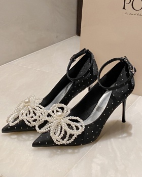 Bow shoes rhinestone high-heeled shoes