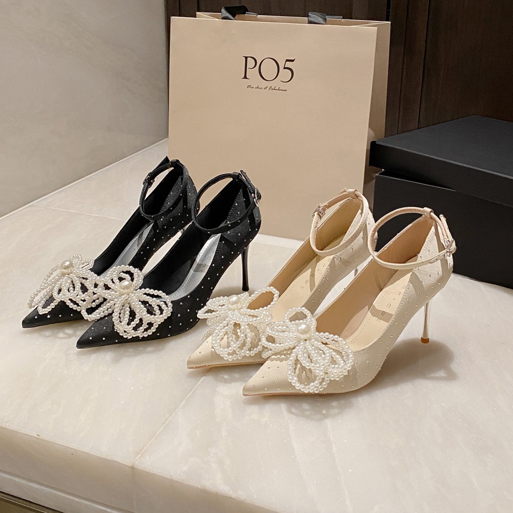 Bow shoes rhinestone high-heeled shoes