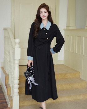 Long sleeve black autumn dress for women