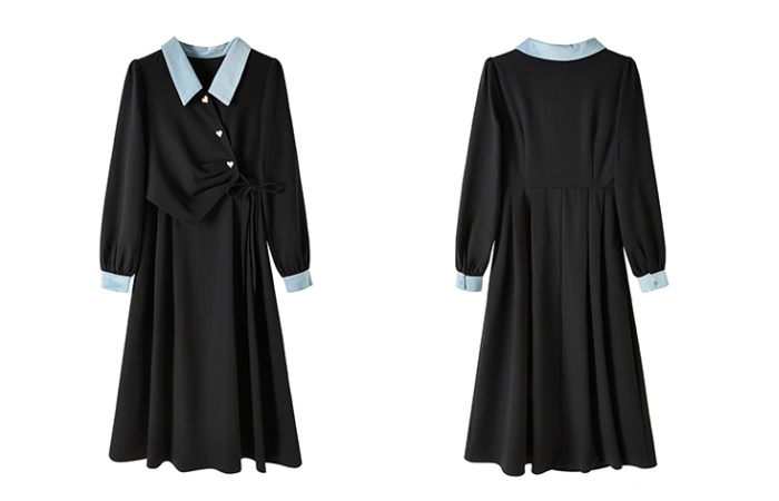 Long sleeve black autumn dress for women