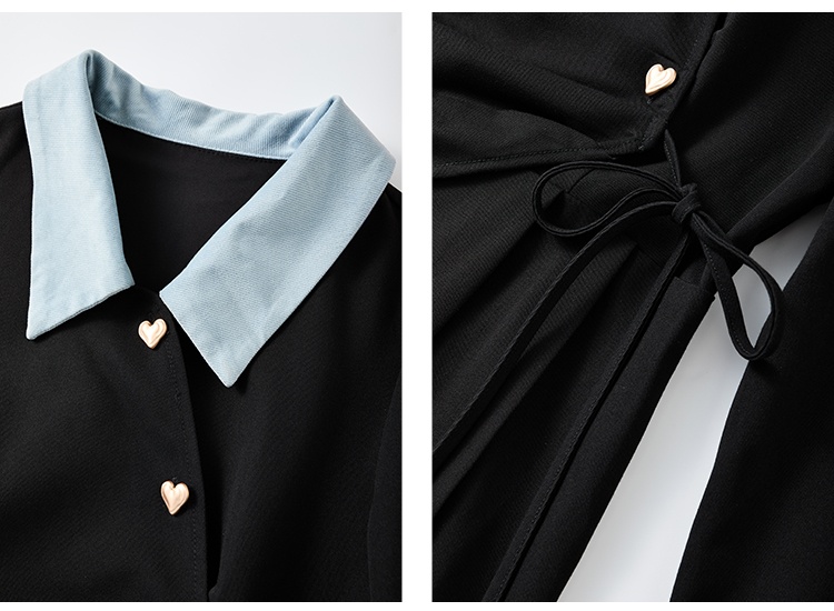 Long sleeve black autumn dress for women