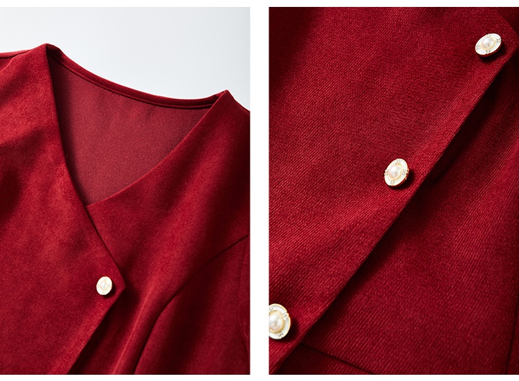 Retro romantic red Hepburn style dress for women