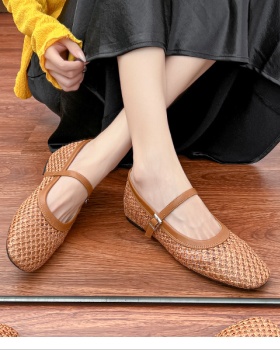 Soft soles hollow weave temperament autumn shoes for women