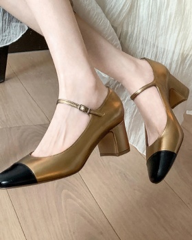 Middle-heel high-heeled shoes thick shoes for women
