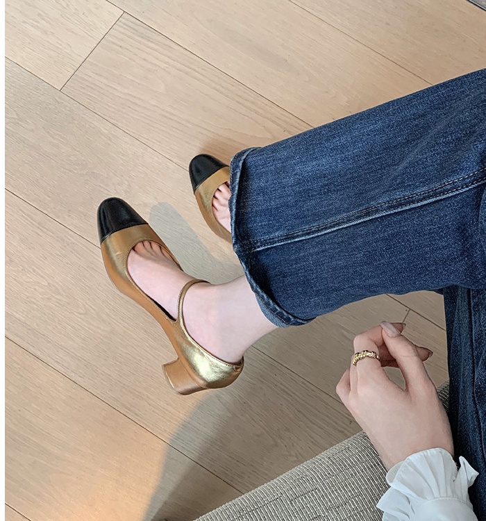 Middle-heel high-heeled shoes thick shoes for women