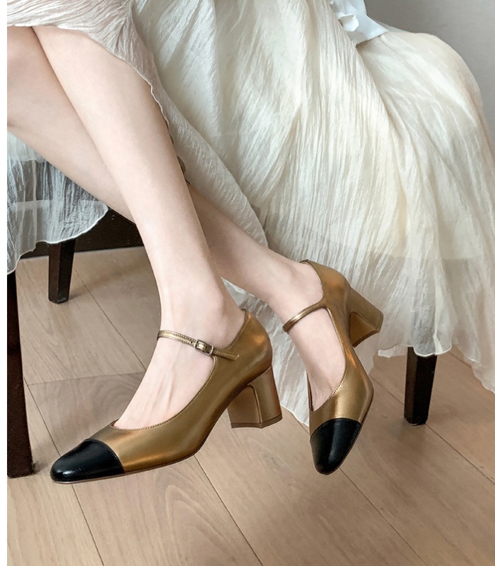 Middle-heel high-heeled shoes thick shoes for women