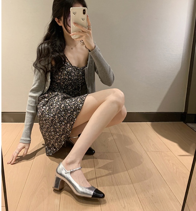 Middle-heel high-heeled shoes thick shoes for women