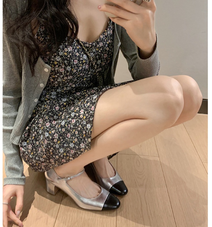 Middle-heel high-heeled shoes thick shoes for women