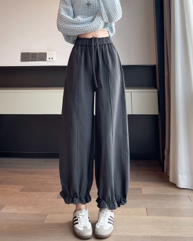 Elastic waist wide leg harem bloomers wood ear slim pants