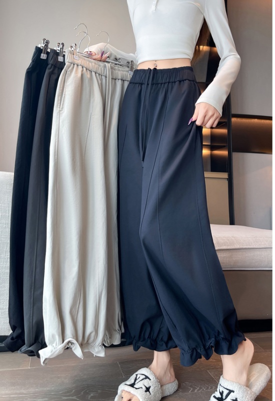 Elastic waist wide leg harem bloomers wood ear slim pants