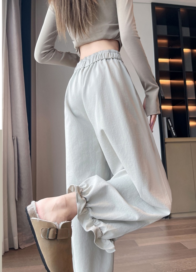 Elastic waist wide leg harem bloomers wood ear slim pants