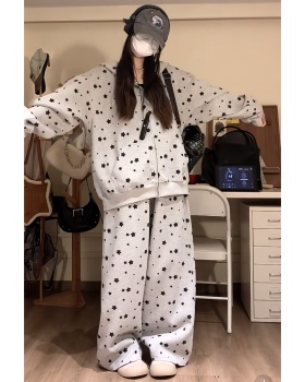 Stars loose hooded rabbit ears hoodie 2pcs set for women