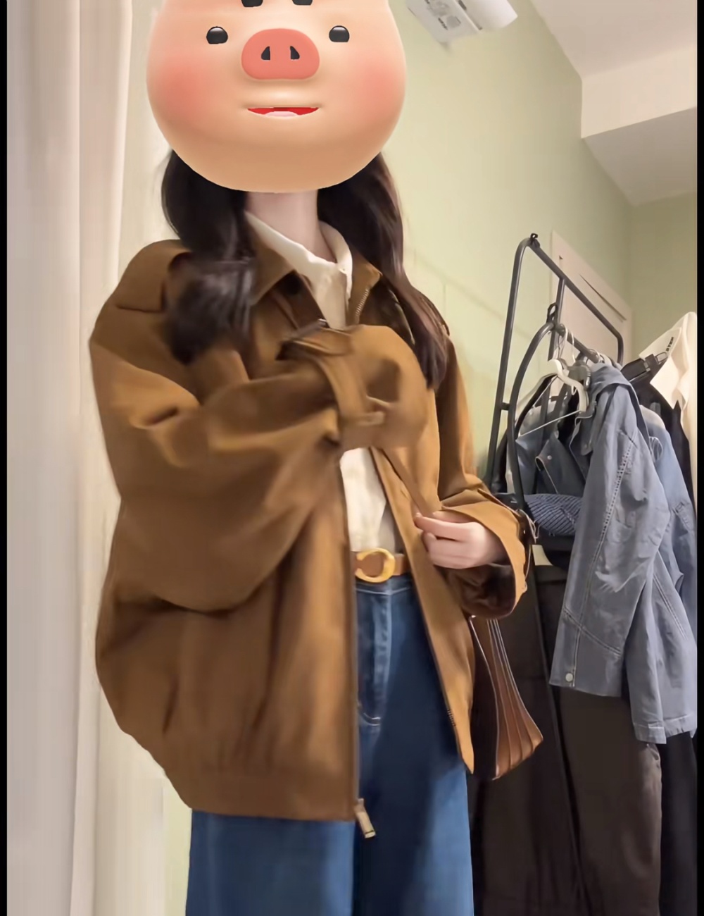 Loose lapel coat retro American style tops for women