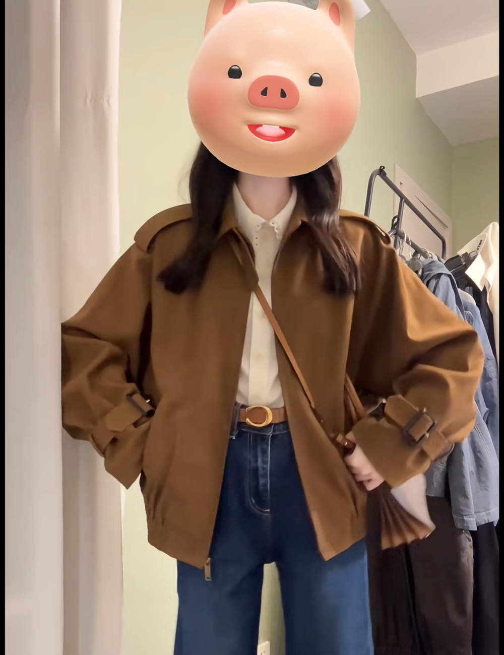 Loose lapel coat retro American style tops for women