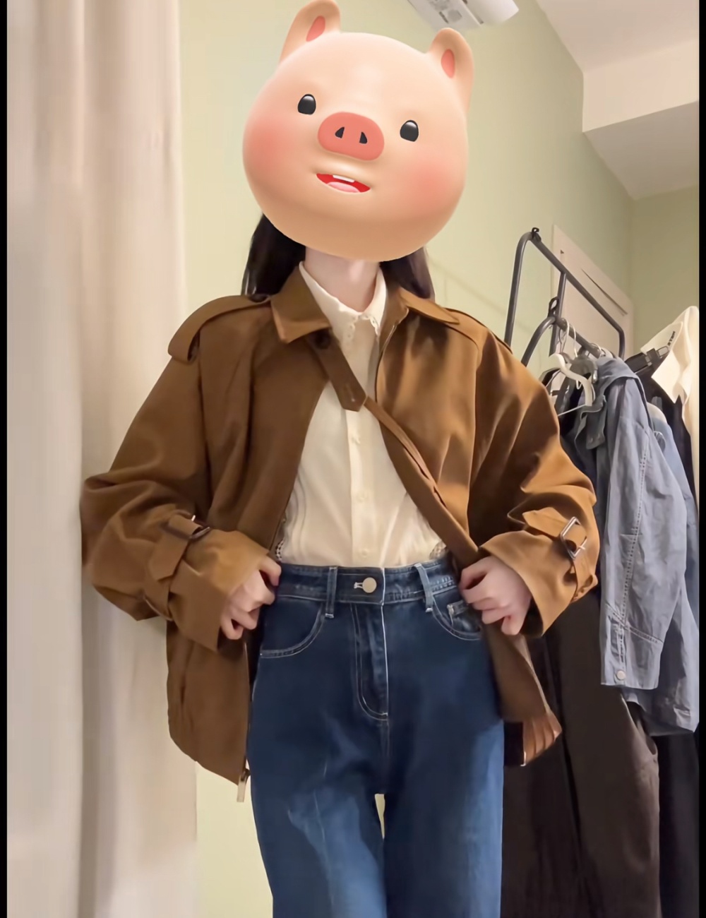Loose lapel coat retro American style tops for women