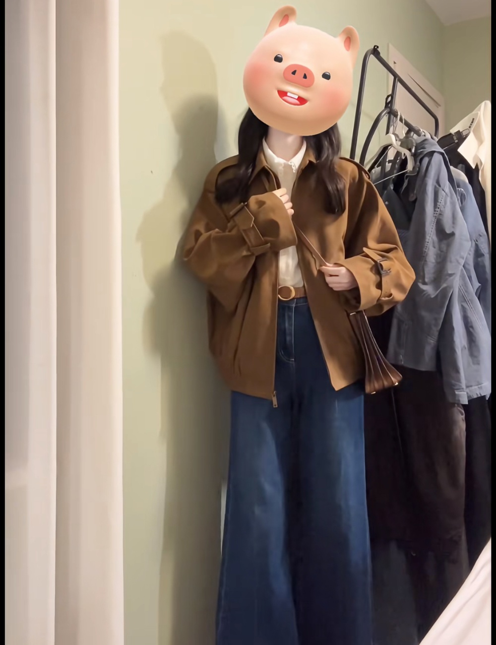 Loose lapel coat retro American style tops for women