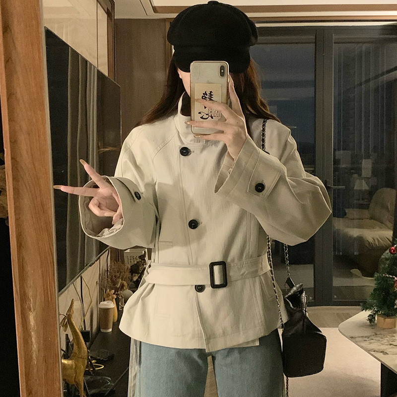 Korean style cstand collar coat autumn short windbreaker